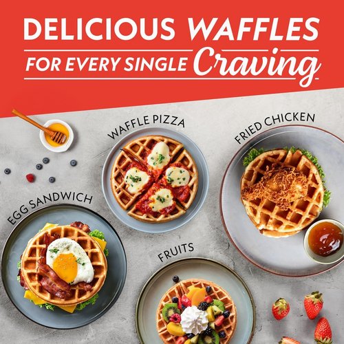 Gourmia Belgian Waffle Maker - Adjustable Browning Control, Nonstick Plates, Compact Design