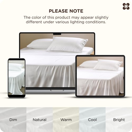 Bedsure Bamboo Viscose Cooling Sheets, Rayon Cotton Serene Blend, PureWoven, Breathable & Buttery Soft Queen Size Bed Set, Deep Pocket Up to 18", Hotel Luxury Bedding for Hot Sleepers, White