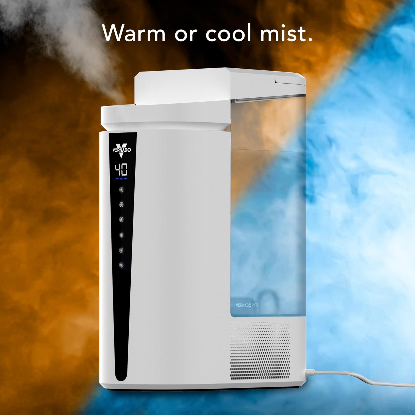 Vornado MISTIC 6 Whole Room Ultrasonic Humidifier, Top-Fill, Aromatherapy, 1.5-Gallon Tank, 3-Gallon Output, Warm or Cool Mist Humidifier, Automatic Humidity Control, Included Scent Pads