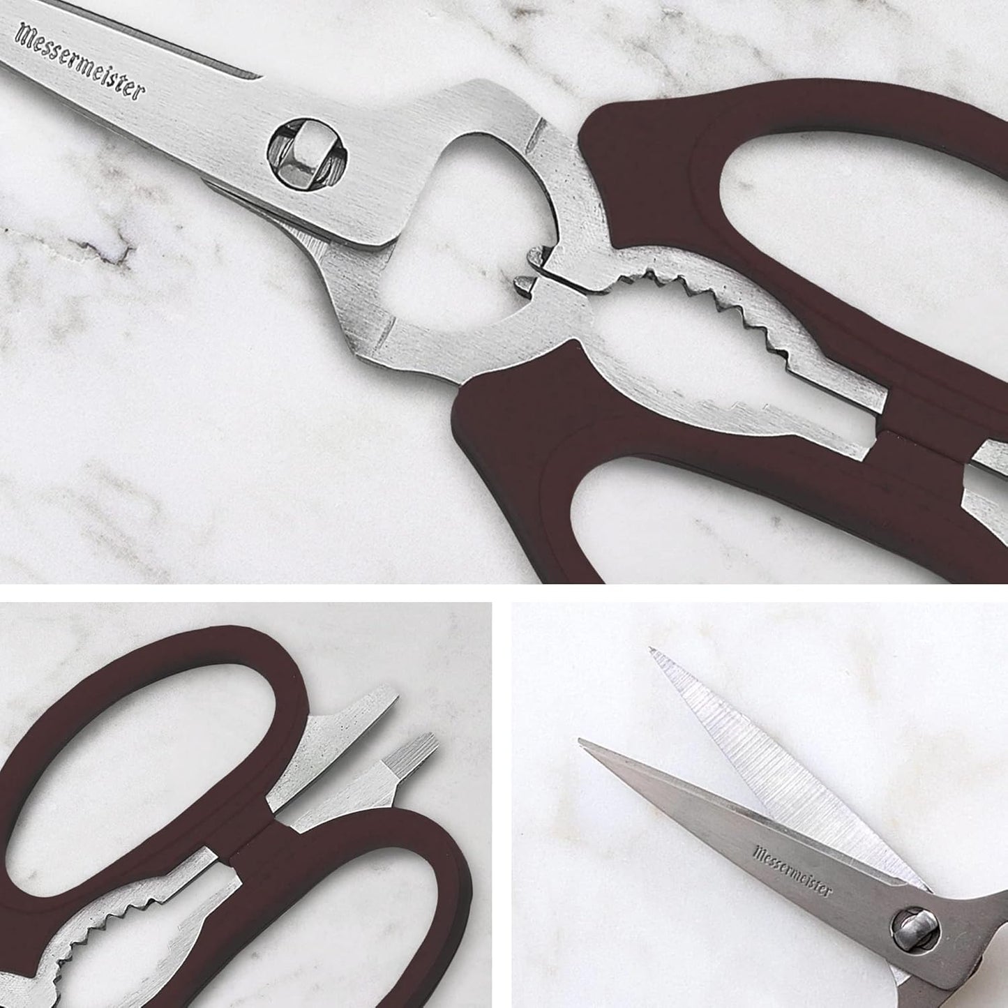 Messermeister 8-Inch Take-Apart Kitchen Scissors - Versatile Tools for Lefties & Righties | Black Finish