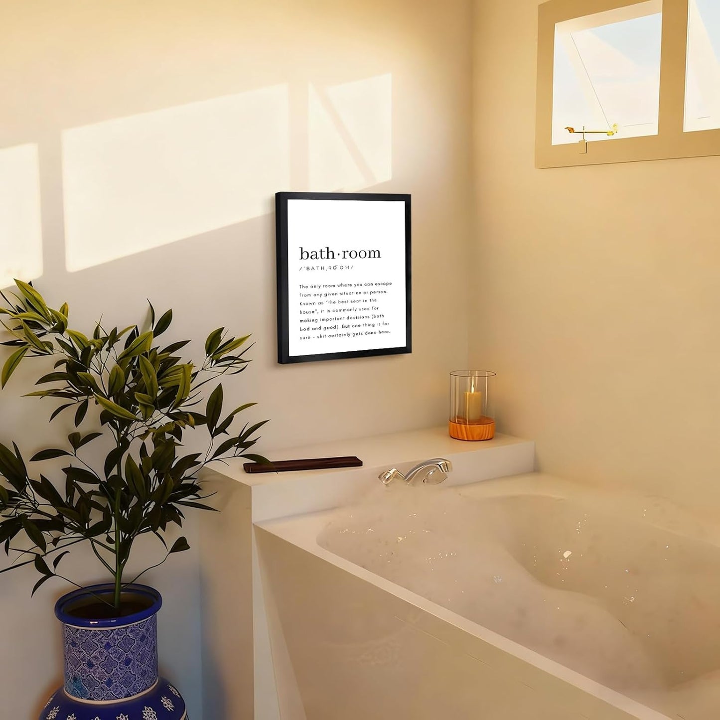 Regine Switzerland Black and White Bathroom Wall Art - Funny Definition Print | Minimalist 8x10in Framed Decor
