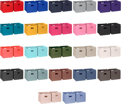 RiverRidge Folding Storage Bins - Turquoise Cube Organizers with Handles | Set of 2 for Closet & Playroom