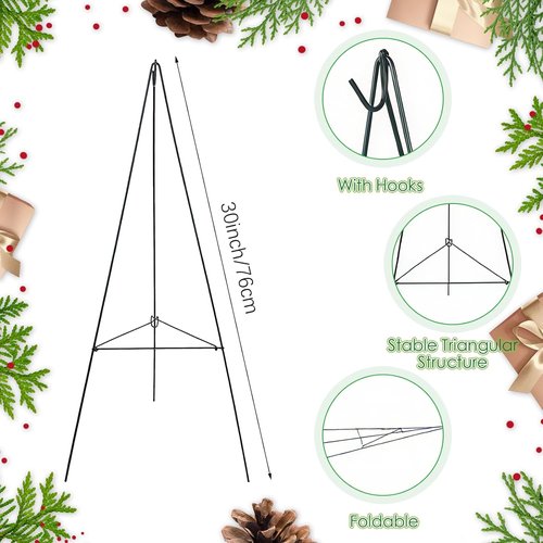 Christmas Wreath Stand by [Brand Name] - Durable 30-Inch Wire Easel Holder for Cemetery & Outdoor Use