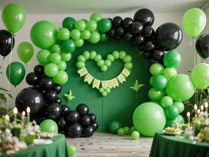 Black Balloons - 145-Piece Shiny Metallic Latex Balloon Arch Kit for Graduation, Halloween & Birthday Celebrations