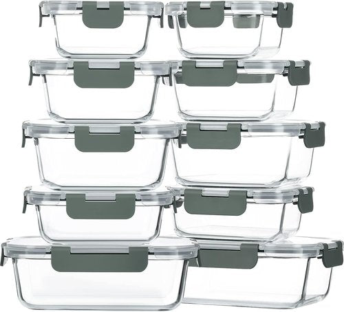 MCIRCO 10-Pack Glass Food Storage Containers - Airtight Meal Prep Bento Boxes | Microwave & Oven Safe