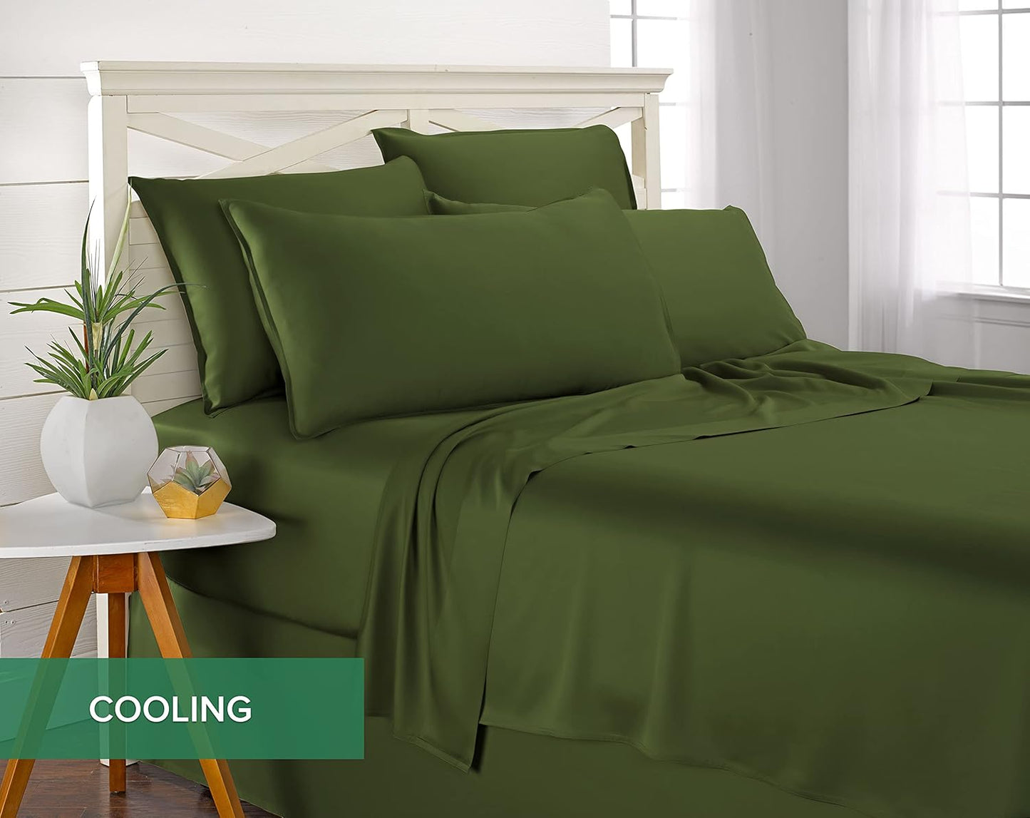 Pure Bamboo Full Sheets - 100% Organic Viscose Bed Sheet Set | Luxuriously Soft & Cooling (Full, Pesto)
