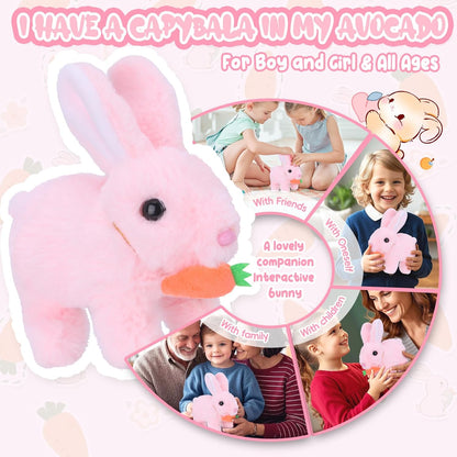RichRabbit Bunby - Interactive Realistic Bunny Toy with Jumping & Twitching Ears | Pink
