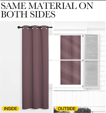 NICETOWN Thermal Insulated Blackout Curtain Panels - Dry Rose, 34x84 Inch, 1 Pair for Basement