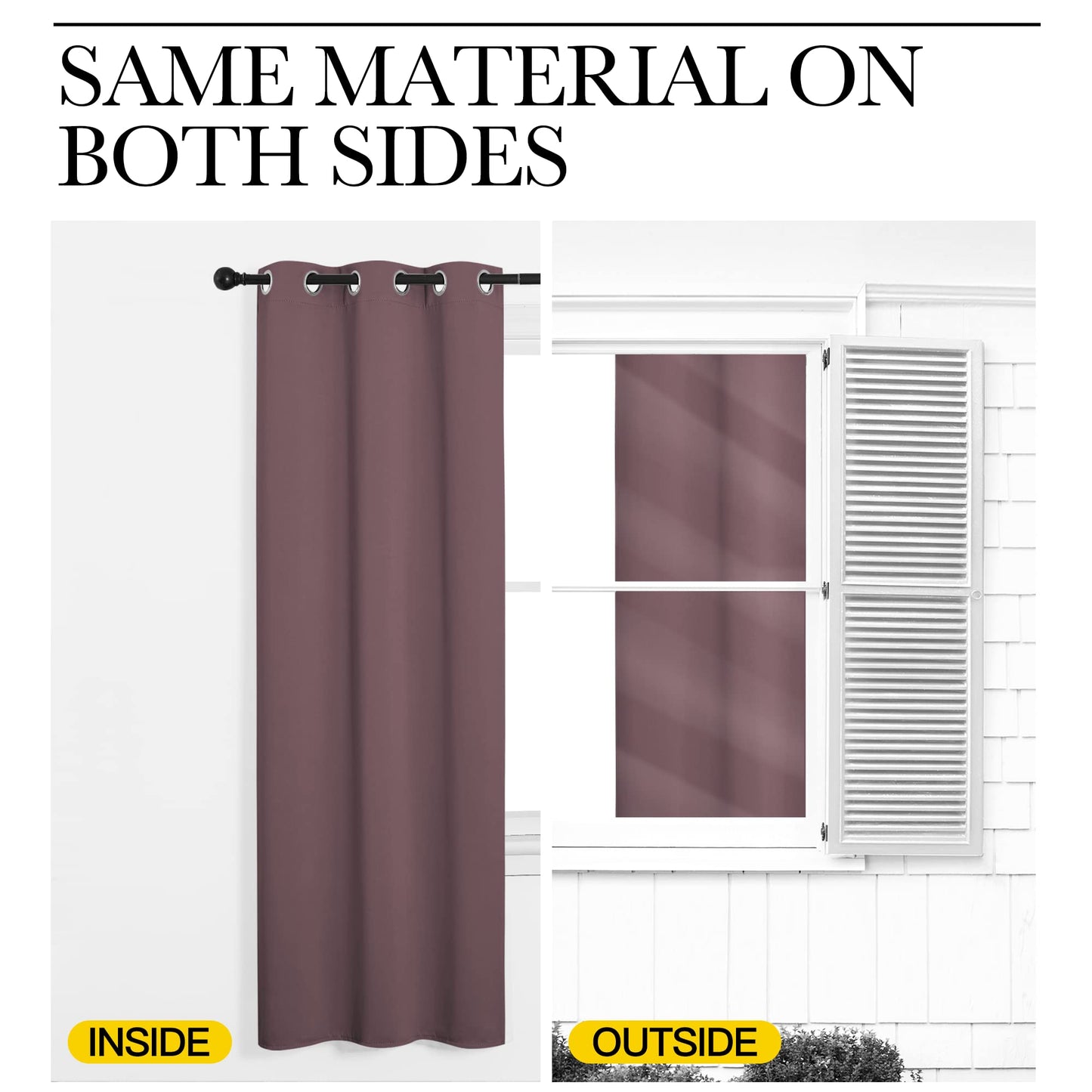 NICETOWN Bedroom Curtain Panels Blackout Draperies, Dry Rose, 1 Pair, 34 by 72-inch, Thermal Insulated Solid Grommet Blackout Curtains/Drapes