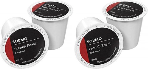 Amazon Brand - Solimo Dark Roast Coffee Pods, French Roast, Compatible with Keurig 2.0 K-Cup Brewers, 100 Count (Pack of 2)