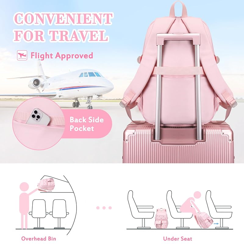 Embroidered 3Pcs Girls Backpack Set with Lunch Bag - Pink Bow Variation