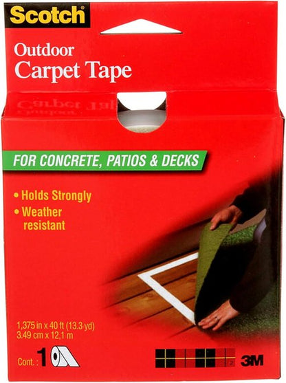3M Scotch Double-Sided Carpet Tape - Heavy Duty Non-Slip Rug Gripper for Hardwood, Vinyl & Tile - 1.3 in x 40 ft