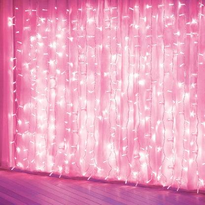 Skiennix Curtain Lights - 8 Modes LED String Lights for Pink Room Decor, Garden & Party Use