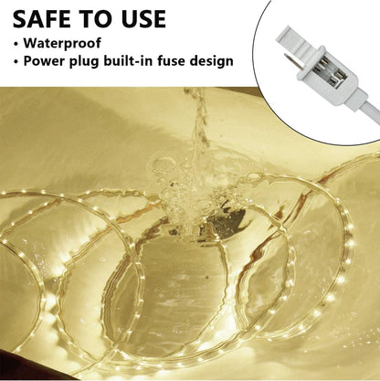 SURNIE LED Rope Lights - 50ft Waterproof Warm White Outdoor Lighting | Flexible & Cuttable for Deck, Patio, Christmas Decor