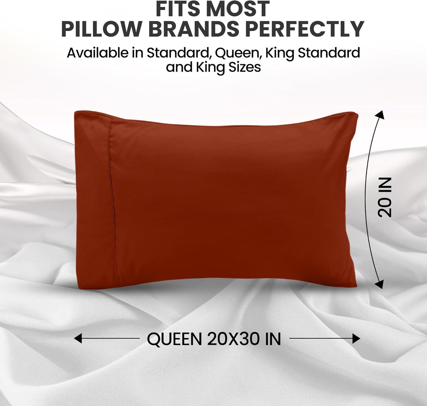Utopia Bedding Queen Pillow Cases | Soft Brushed Microfiber - 2 Pack, Envelope Closure, 20 x 30 Inches (Orange)