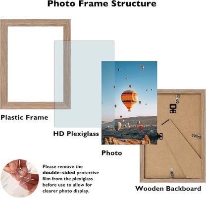 JCJMY 4x6 Picture Frame - Rustic Brown Wall Mount & Tabletop Display | Shatter Resistant Plexiglass