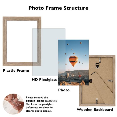 JCJMY 4x6 Picture Frame Rustic Brown for Wall Hanging or Tabletop, Wall Mounting Horizontally or Vertically, 4 x 6 Wall Gallery Poster Photo Frame with Shatter Resistant Plexiglass,Rustic Brown