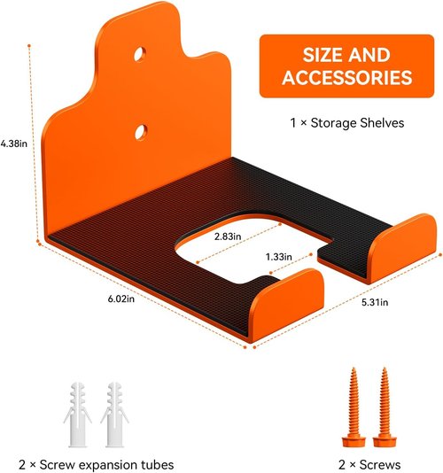 JNIHEEP Garage Organizer - Wall-Mounted Trimmer Rack for Garden Tools | 3-Pack (Orange)