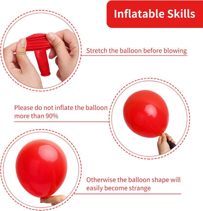 RUBFAC Premium Red Balloons - 129pcs in Various Sizes for Garland & Arch | Perfect for Weddings & Parties