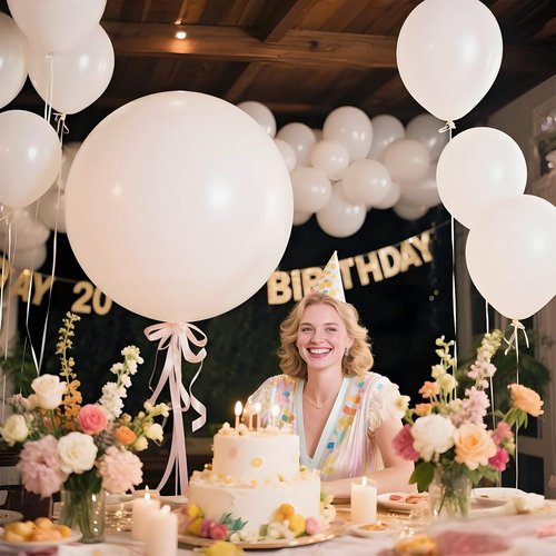 LEEZZIZZ 36 Inch White Giant Balloons - 9 Pack Jumbo Latex Balloons for Kids' Party & Wedding Decorations