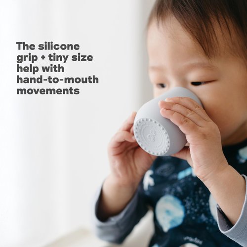 ezpz Tiny Cup (Sage/Olive) - 4 months+ - 100% Silicone Training Cup for Infants - Designed by a Pediatric Feeding Specialist - Baby-Led Weaning Essentials & Baby Gifts