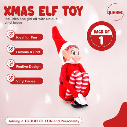 Quebec Christmas Mischief Makers - Naughty Santa’s Little Helper Elf Doll with Soft Body & Vinyl Face