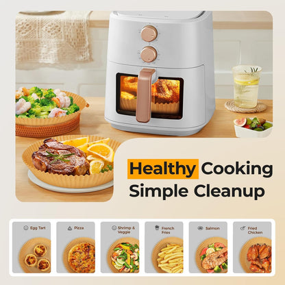 Vailnd Air Fryer Liners - 200 Pcs Non-Stick 8" Round Parchment Paper for 5-8 Qt Air Fryers & Baking