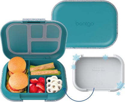 Bentgo Chill Kids Lunch Box - Leak-Proof 4-Compartment Bento with Ice Pack, 3.3 Cup Capacity, BPA-Free, Ages 3-7 (Truly Teal)