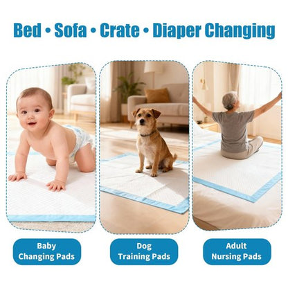 60 Count Disposable Bed Pads 30" x 36" for Adults, Kids & Pets – Super Absorbent Chucks Pads with Waterproof Backing, Leakproof Incontinence Underpads, Soft Non-Woven Top, Bed & Furniture Protection