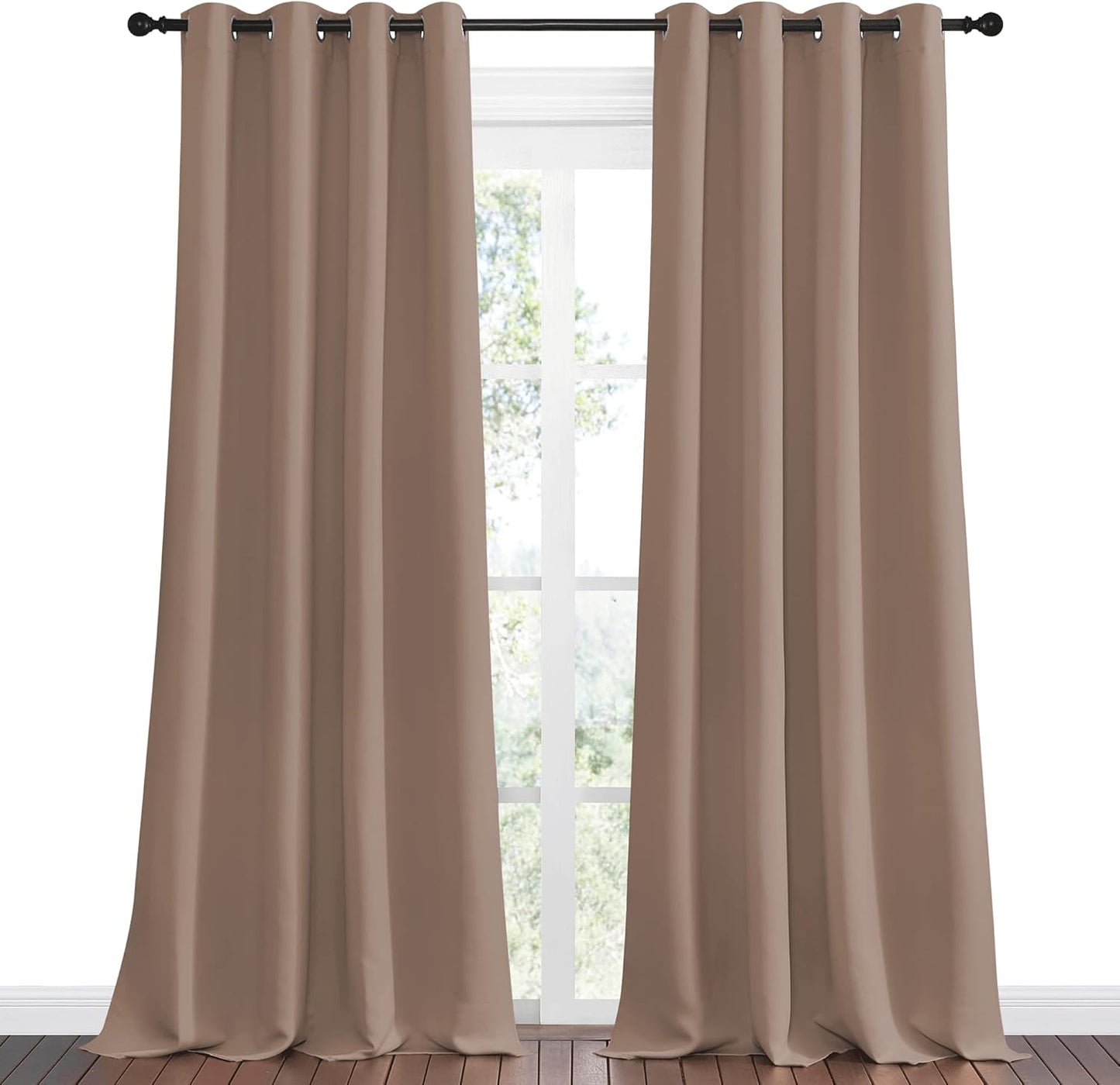 NICETOWN Blackout Curtains - Thermal Insulated Drapes Set of 2 | 55x102 Inch, Cappuccino