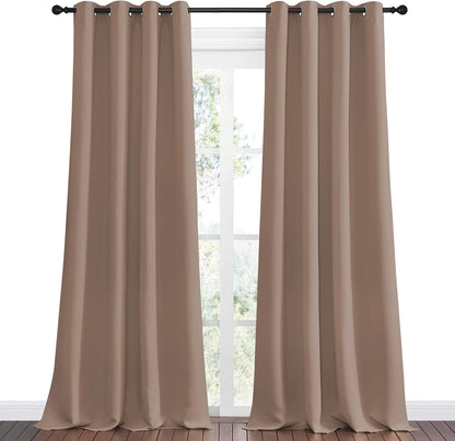NICETOWN Blackout Curtains - Thermal Insulated Drapes Set of 2 | 55x102 Inch, Cappuccino