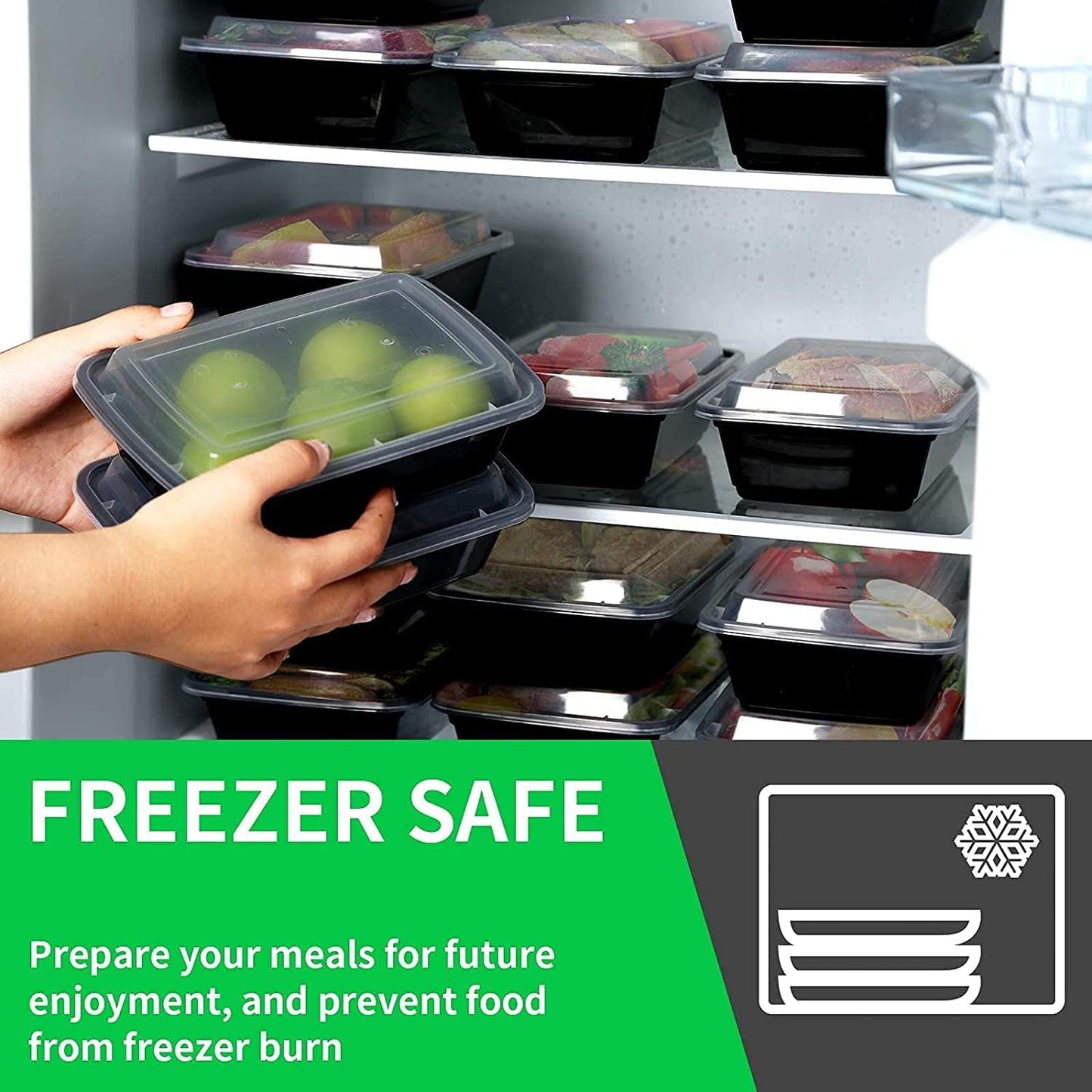 WGCC Meal Prep Containers - 38oz Reusable Plastic Food Storage with Lids | 10-Pack, BPA-Free, Microwave Safe