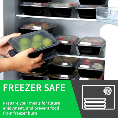 WGCC Meal Prep Containers - 38oz Reusable Plastic Food Storage with Lids | 10-Pack, BPA-Free, Microwave Safe