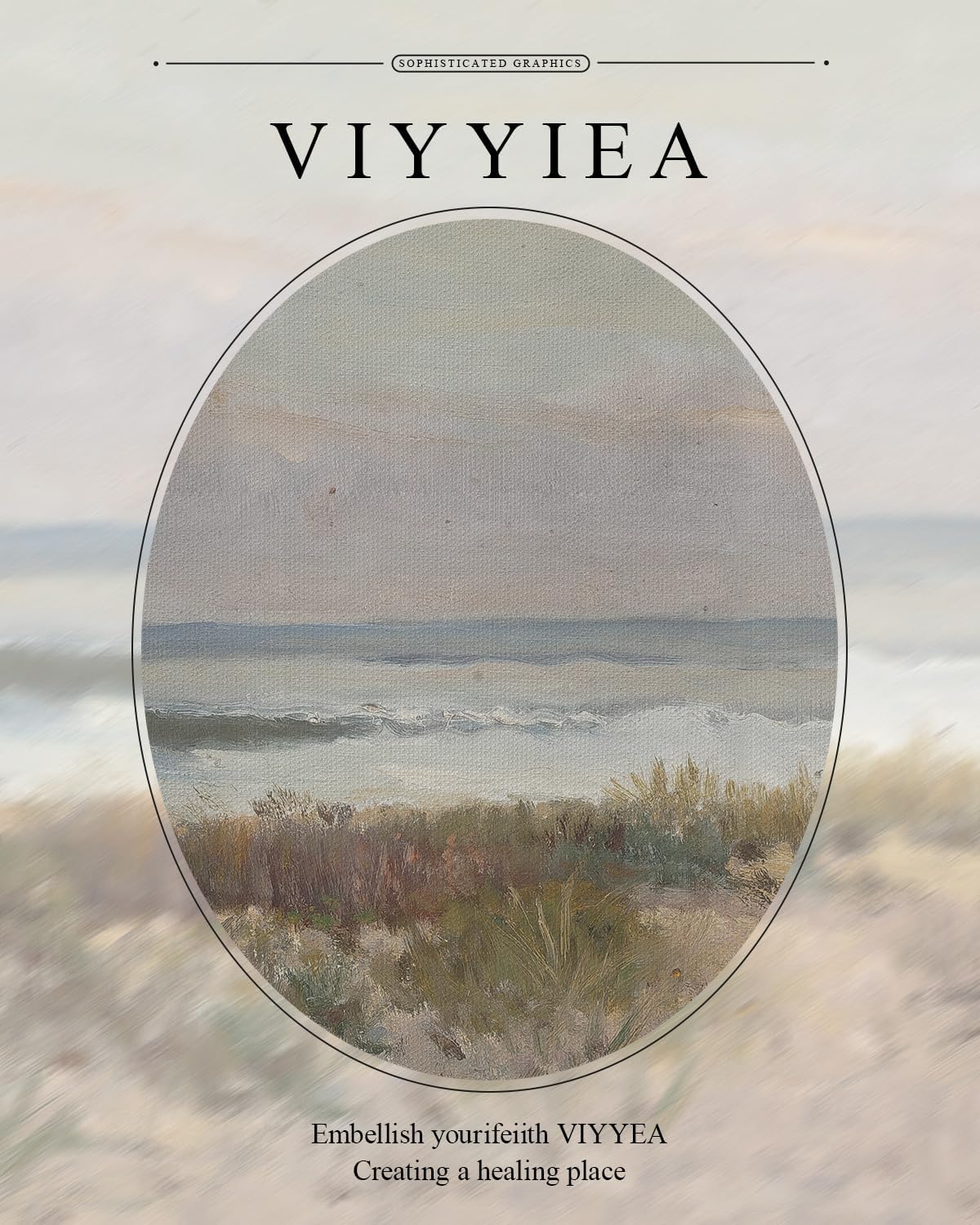 VIYYIEA Gold Framed Canvas Print - Coastal Scenery Wall Art for Home Decor | 11x14in