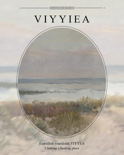 VIYYIEA Gold Framed Canvas Print - Coastal Scenery Wall Art for Home Decor | 11x14in