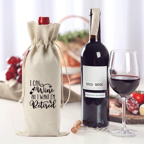 Funny Retirement Gifts for Woman Men Retirement Wine Gifts Bag Happy Retirement Party Decorations Retired Gifts Leaving Gifts for Coworkers Boss I Can Wine All I Want I'M Retired