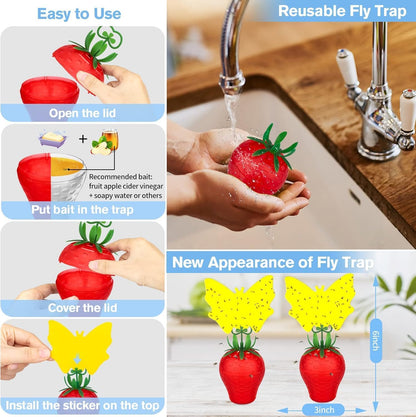 Skiennix Fruit Fly Traps - Safe & Effective Gnat Killer for Home Plants | Durable Sticky Insect Trap
