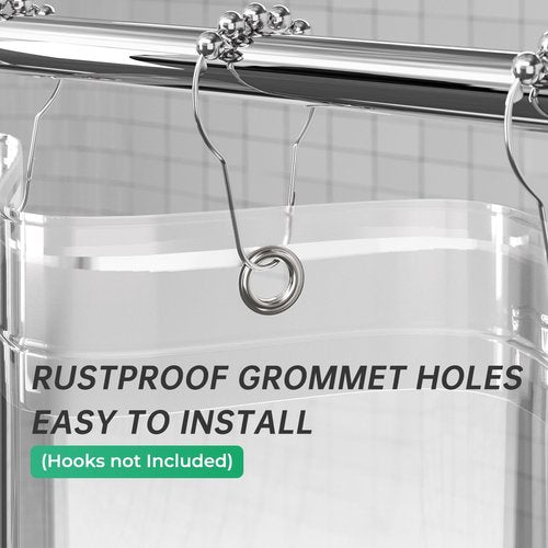 AmazerBath Long Stall Shower Curtain 60x84 Inches, Premium PEVA Heavy Duty Clear Shower Curtain, Waterproof Thick Bathroom Curtain with 3 Big Weighted Stones and 10 Rustproof Grommet Holes