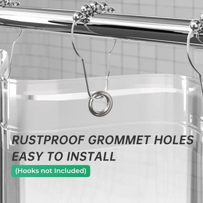 AmazerBath Long Stall Shower Curtain 60x84 Inches, Premium PEVA Heavy Duty Clear Shower Curtain, Waterproof Thick Bathroom Curtain with 3 Big Weighted Stones and 10 Rustproof Grommet Holes