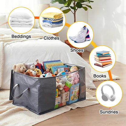 YGEOMER Blanket Storage Bags - 90L Large Foldable Containers | 6 Pack for Bedding, Clothes & Toys