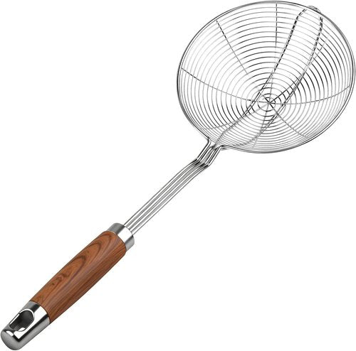 ChefBee 5.3" Spider Strainer Skimmer Spoon with Handle, Stainless Steel Wire Strainer Ladle for Cooking and Frying, Kitchen Utensils Slotted Pasta Spoon, Fryer Scoop