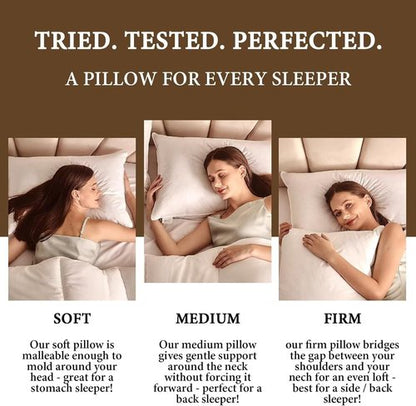 BHZ Goose Down Feather Pillows Queen Size - Hotel Collection Bed Pillows for Sleeping Medium Firm Soft Support Pillow for Side and Back Sleepers with Breathable Cover