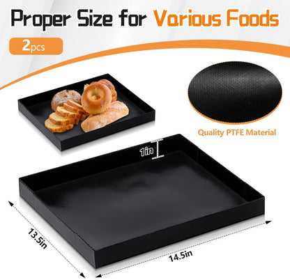 Teenyyou Non-Stick Oven Basket Set - 14.5'' x 13.5'' PTFE Cooking Trays for Chips, Chicken Wings & More