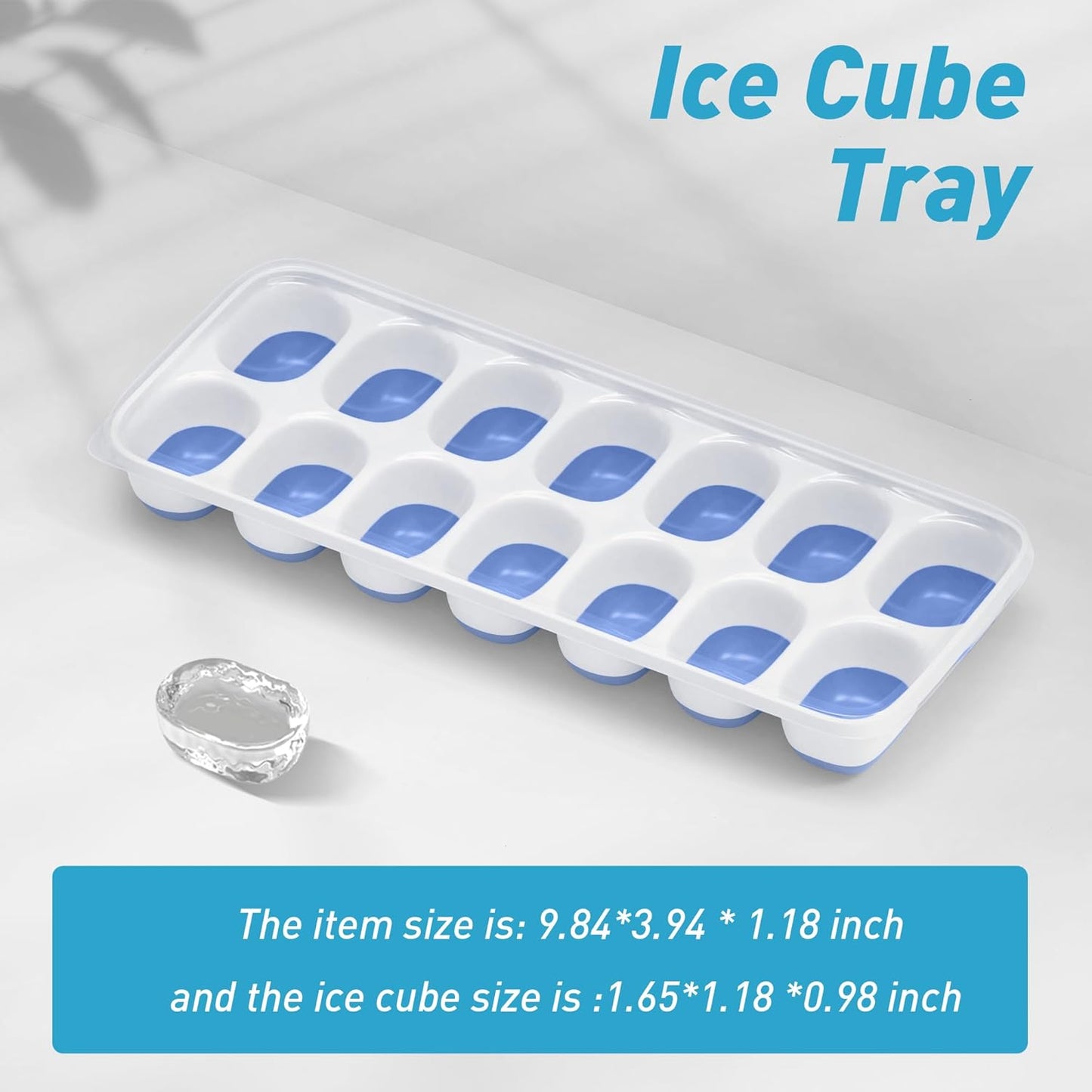 Skiennix Ice Cube Tray - Durable Stackable 4-Pack with Removable Lids | Easy-Release Plastic & Silicone for Cocktails