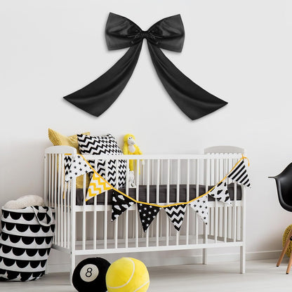 Wavwavw Large Black Bow Decor - Giant Satin Ribbon Tie for Birthday & Wedding Backdrop | 24 x 18 Inches