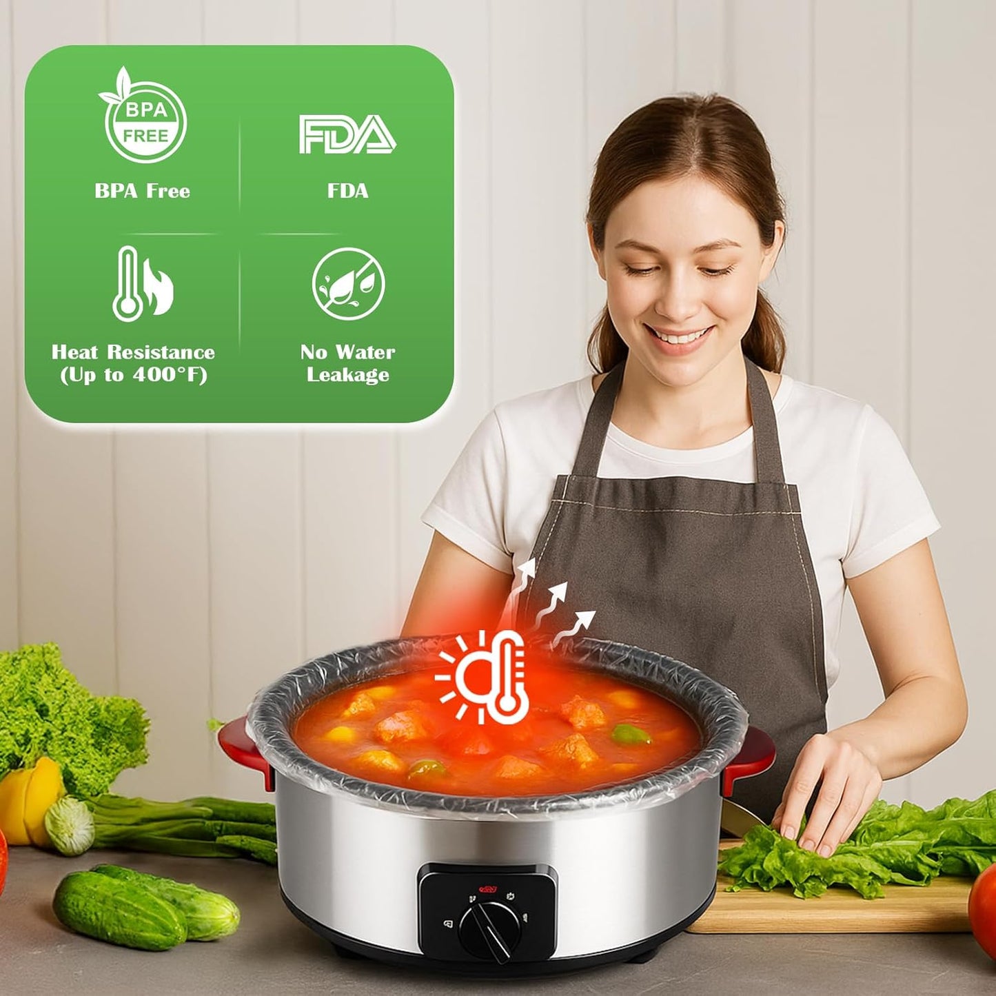 Slow Cooker Liners | 20 Disposable BPA-Free Bags for 3-8 Quart Crock Pots - Mess-Free Cooking