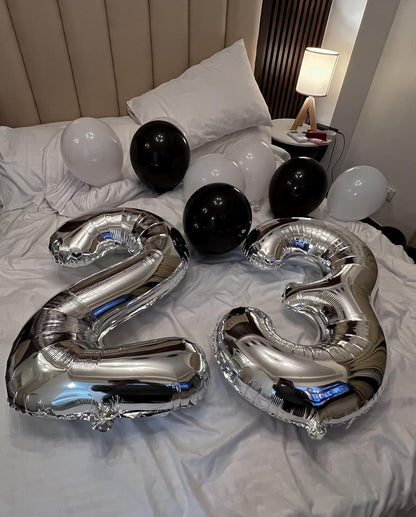 Silver Number 40 Balloon - 40 Inch Giant Foil Balloon for 40th Birthday Party Decorations