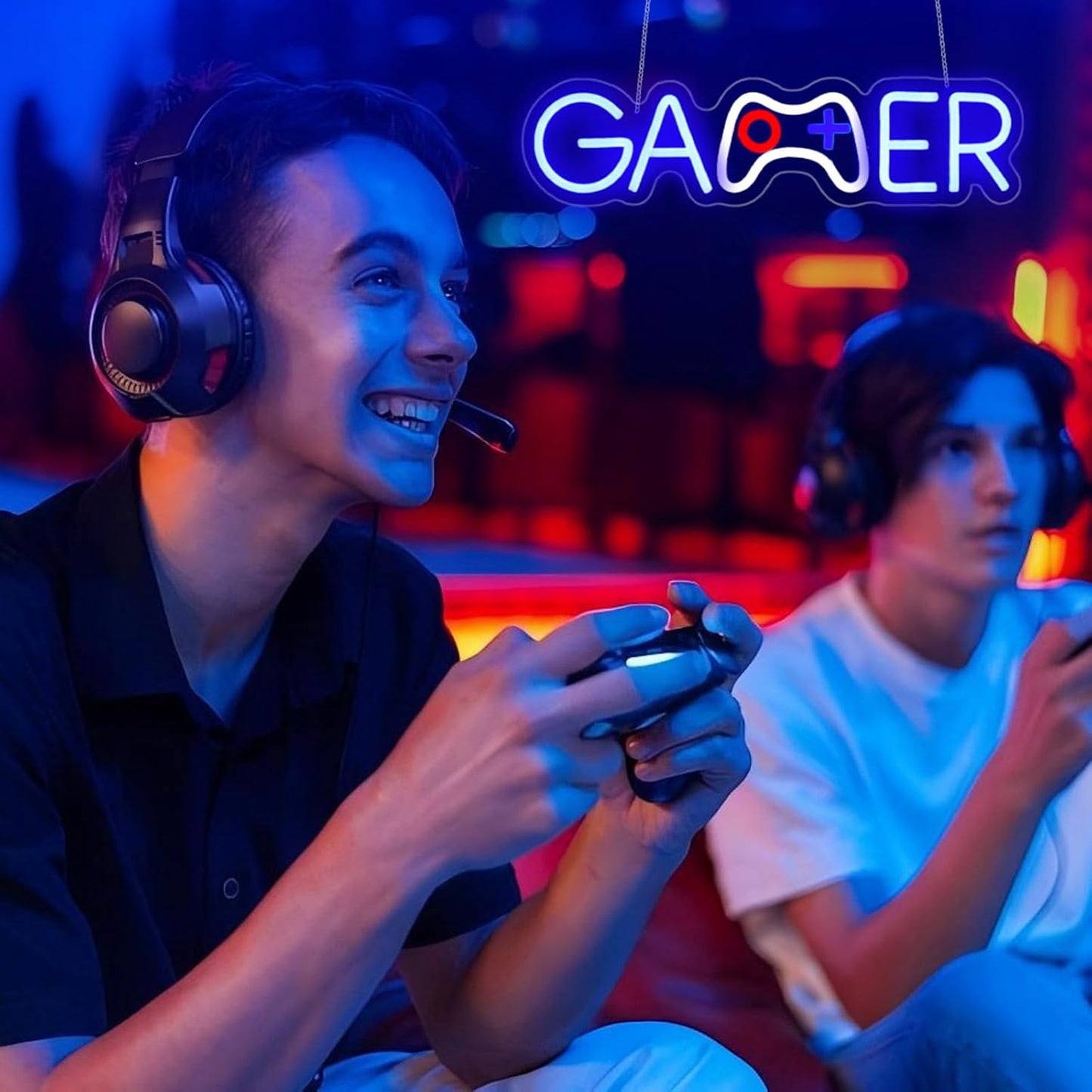 Skiennix Gamer Neon Sign - LED Wall Decor for Gaming Room | USB Powered Light Up Sign for Teen Boys