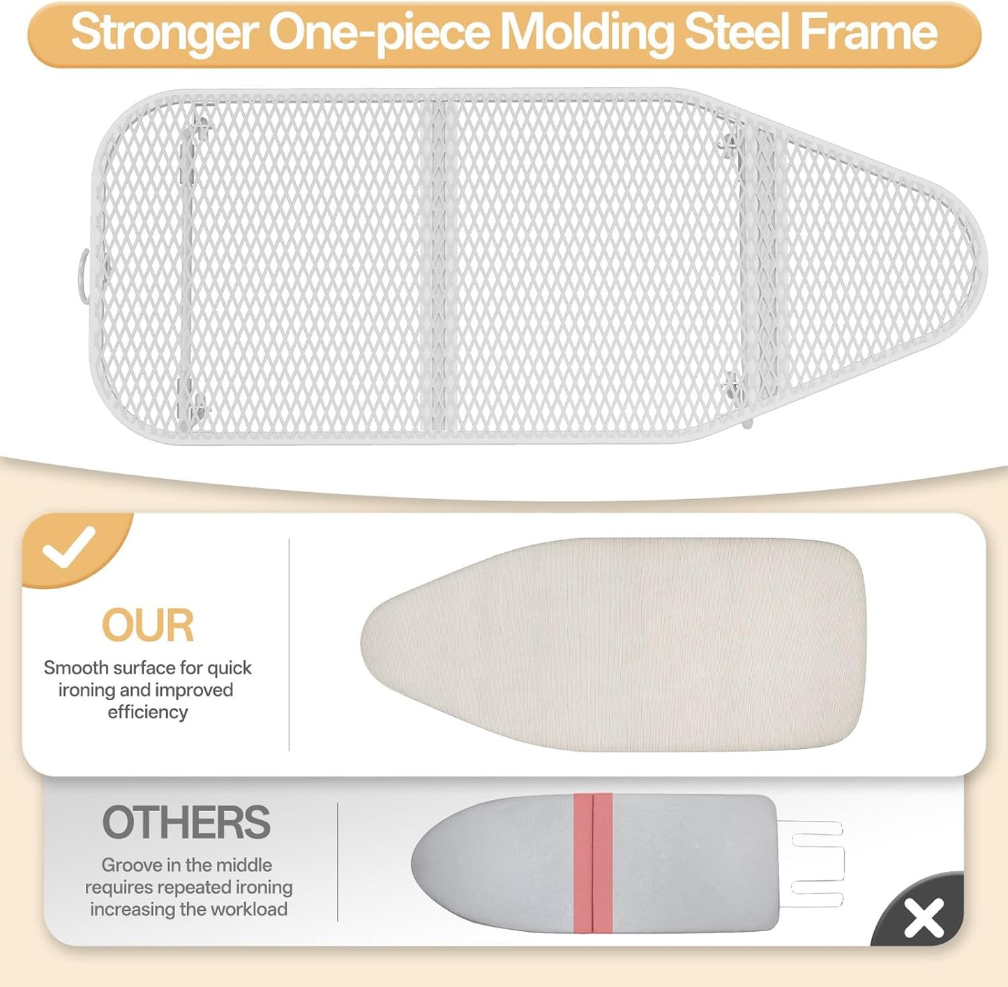 Skiennix Compact Mini Ironing Board - Heat Resistant Cover & Metal Mesh Frame | 12x30 Inches, Cream White