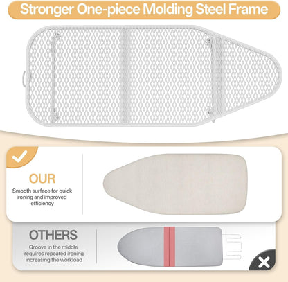 Skiennix Compact Mini Ironing Board - Heat Resistant Cover & Metal Mesh Frame | 12x30 Inches, Cream White